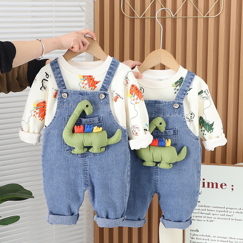 Conjunto Infantil Jardineira Dino Aventureiro