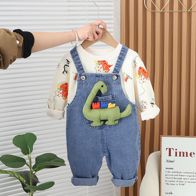 Conjunto Infantil Jardineira Dino Aventureiro