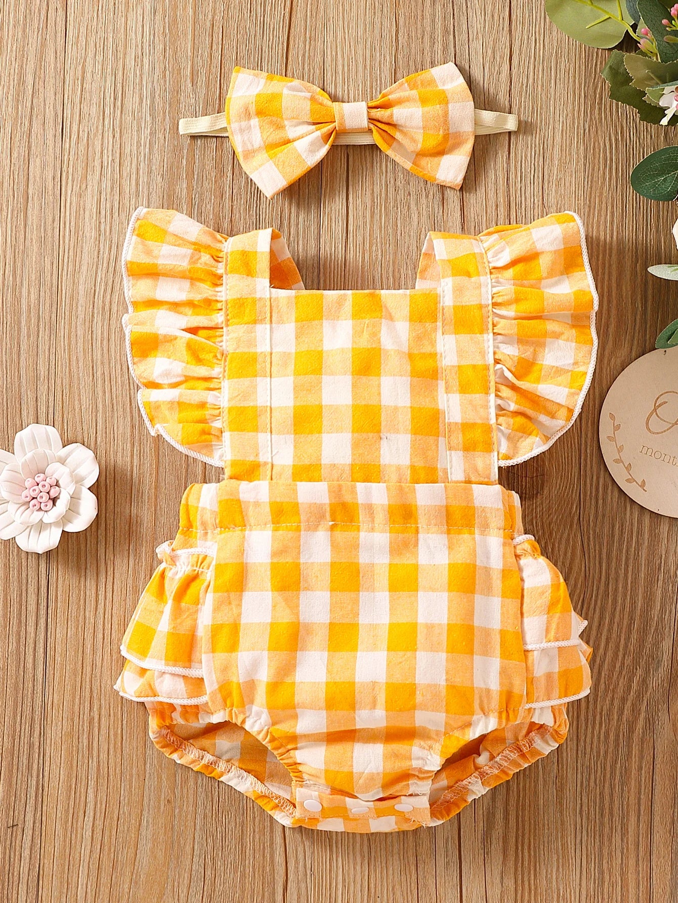 Conjunto Bebê Menina Algodão Xadrez com Laço