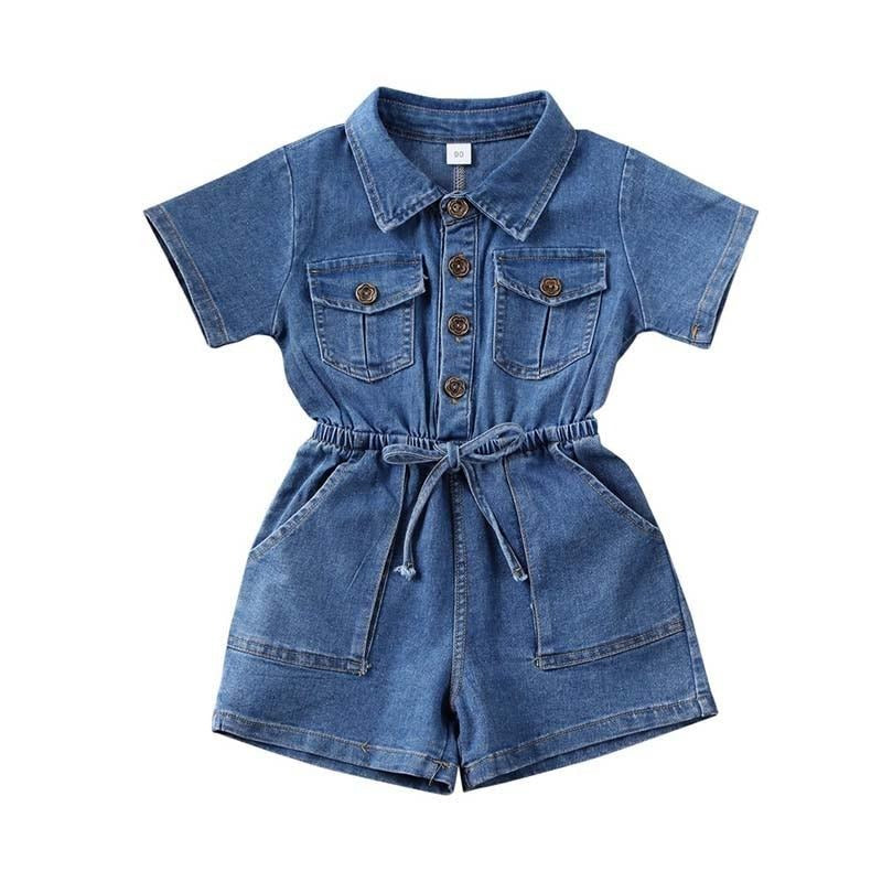 Macaquinho Infantil Jeans Estilo Casual