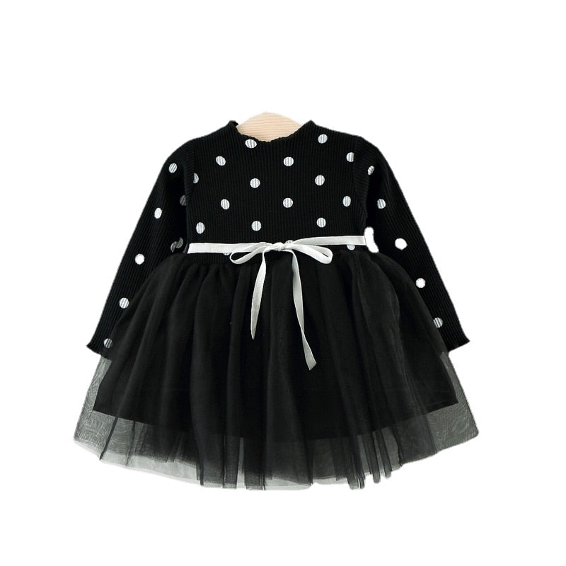 Vestido Infantil Feminino Poá e Tule Charme e Glamour