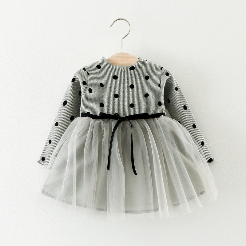 Vestido Infantil Feminino Poá e Tule Charme e Glamour