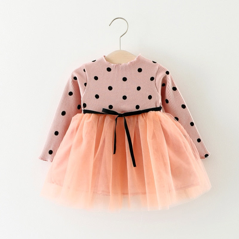 Vestido Infantil Feminino Poá e Tule Charme e Glamour