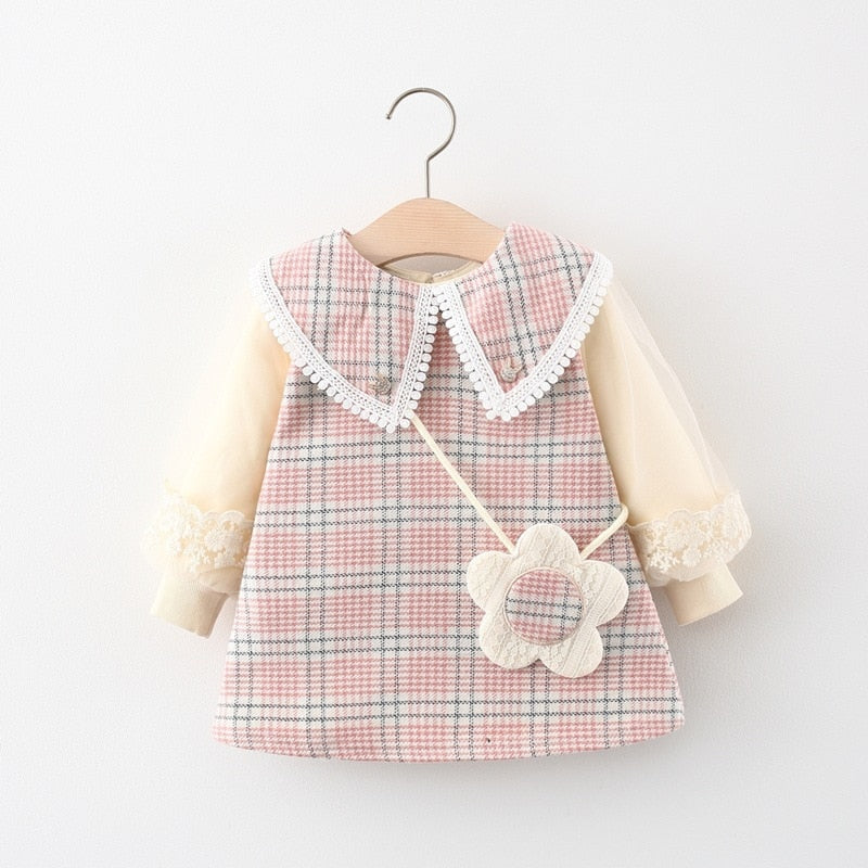 Vestido Infantil Xadrez com Florzinha